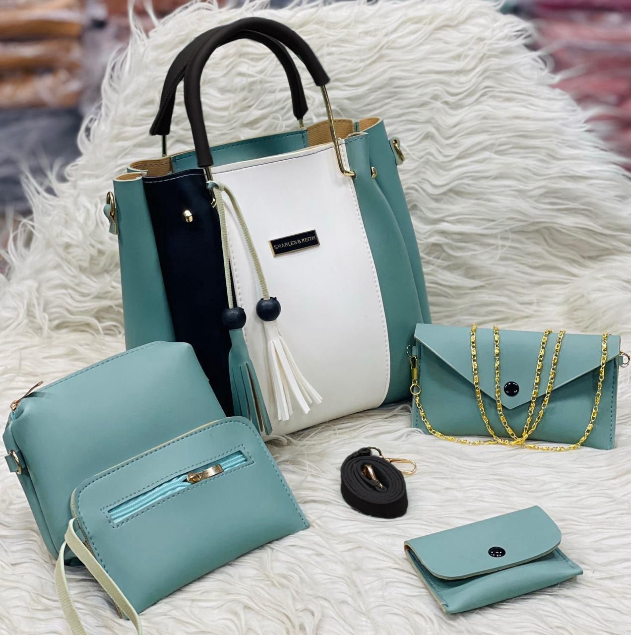 5pcs Set with Makeup Pouch, Wallet & Long Chain, Stylish & Practical Accessories